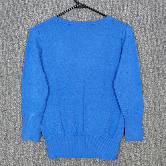 Yemak Sweater Cardigan Womens S Blue 3/4 Sleeve Button Down Super Soft V Neck - Picture 7 of 11